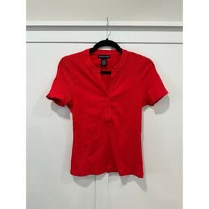 Robertson & Rodeo Ribbed Henley Short Sleeve Top Size S